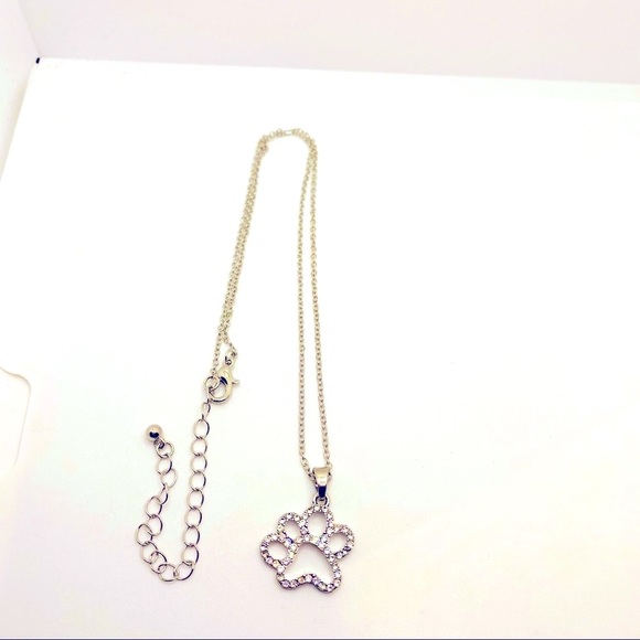 Necklace Paw Print in Rhinestones ! ADORABLE ! - Picture 13 of 15